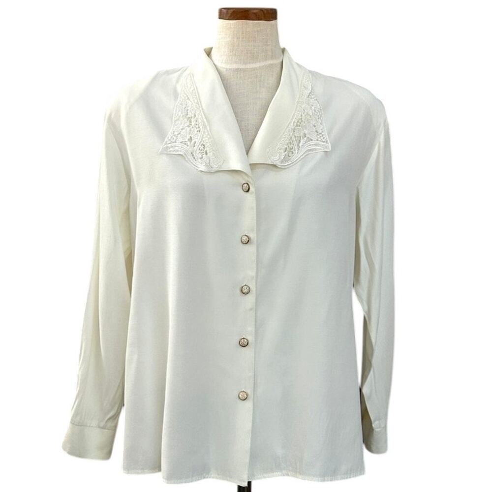 Vintage Ivory Lace Collar Blouse Camille Claudel L Romantic Academia Old Money